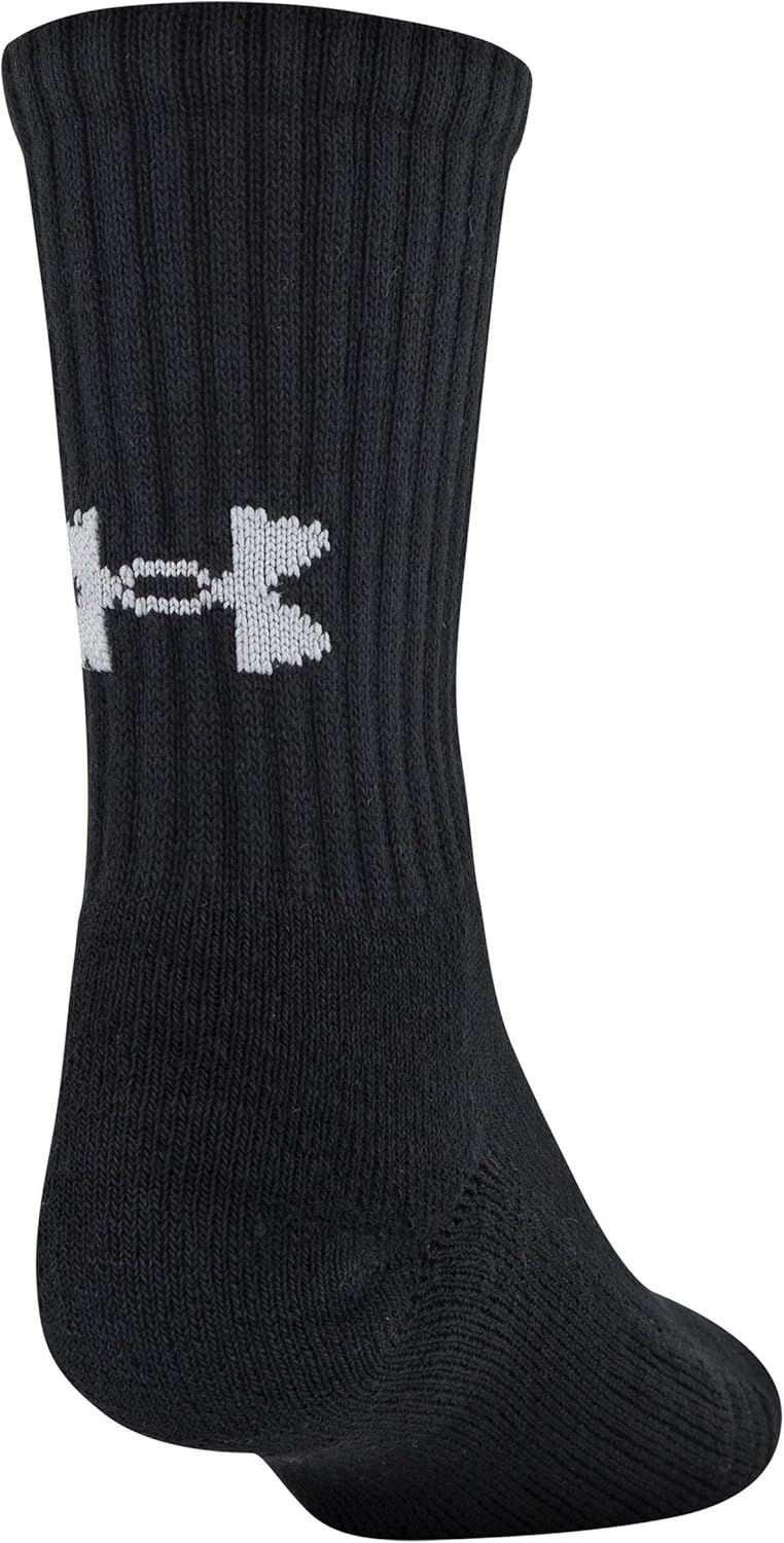Under Armour Youth Training Cotton Crew Socks, 6-Pairs, Black 2, Shoe Size: Youth 13.5K-4Y: Clothing