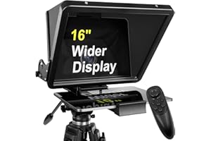 ILOKNZI 16 inch Large Teleprompter for All Tablets (4-12.9 inch Tablet), Remote Control and Teleprompter App, 70/30 Beam Splitter Glass, Aluminum Body and a Packbag, Angle Adjustment, Make Short Videos/Speech