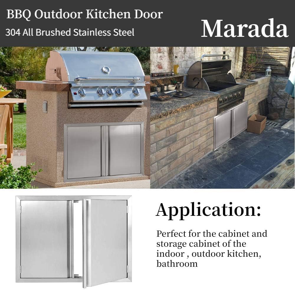 Amazon Com Marada 17 W X 24 H Bbq Access Double Door Kitchen Outdoor 304 All Brushed Stainless Steel Flush Mount Double Wall Door For Outdoor Kitchen Bbq Island Grill Outdoor