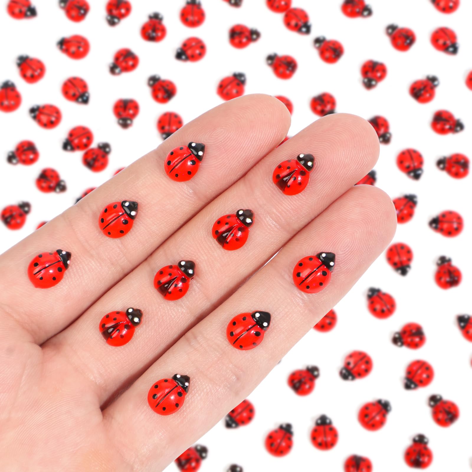 Photo 1 of Yonseng 200pcs Mini Resin Ladybug Decor Tiny Ladybug for Crafts Dollhouse Miniatures Mini Resin Things Animals for Fairy Garden Micro Landscaping Home Decoration, 2 Types(0.32*0.4inch & 0.3*0.36inch)