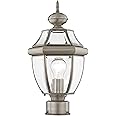 Livex Lighting Lantern 2153-91 Outdoor Post with Clear Beveled Glass Shades, Brushed Nickel