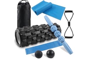 BETAM Foam Roller Set 8 in-1, Foam Roller for Back, Muscle Roller Stick,Exercise Bands, Massage Ball,Resistance Bands,Foot Massage Ball,Figure 8 Exercise Bands, Carrying Bag, Exercise for Whole Body Release