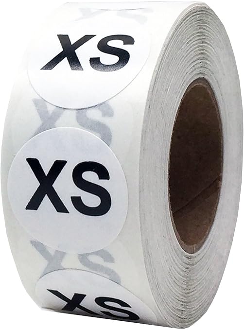 Weiß Kreis Extra Klein XS Kleidung Größe Aufkleber, 19 mm 3/4 Zoll Runde, 500 Etiketten auf einer Rolle