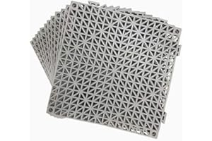 SMABEE 12 Pack Modular Interlocking Cushion 11.5" x 11.5" Mat Floor Tile Mats Drain Pool Patio Balcony Yard Pet Area Washer Pad(Gray)
