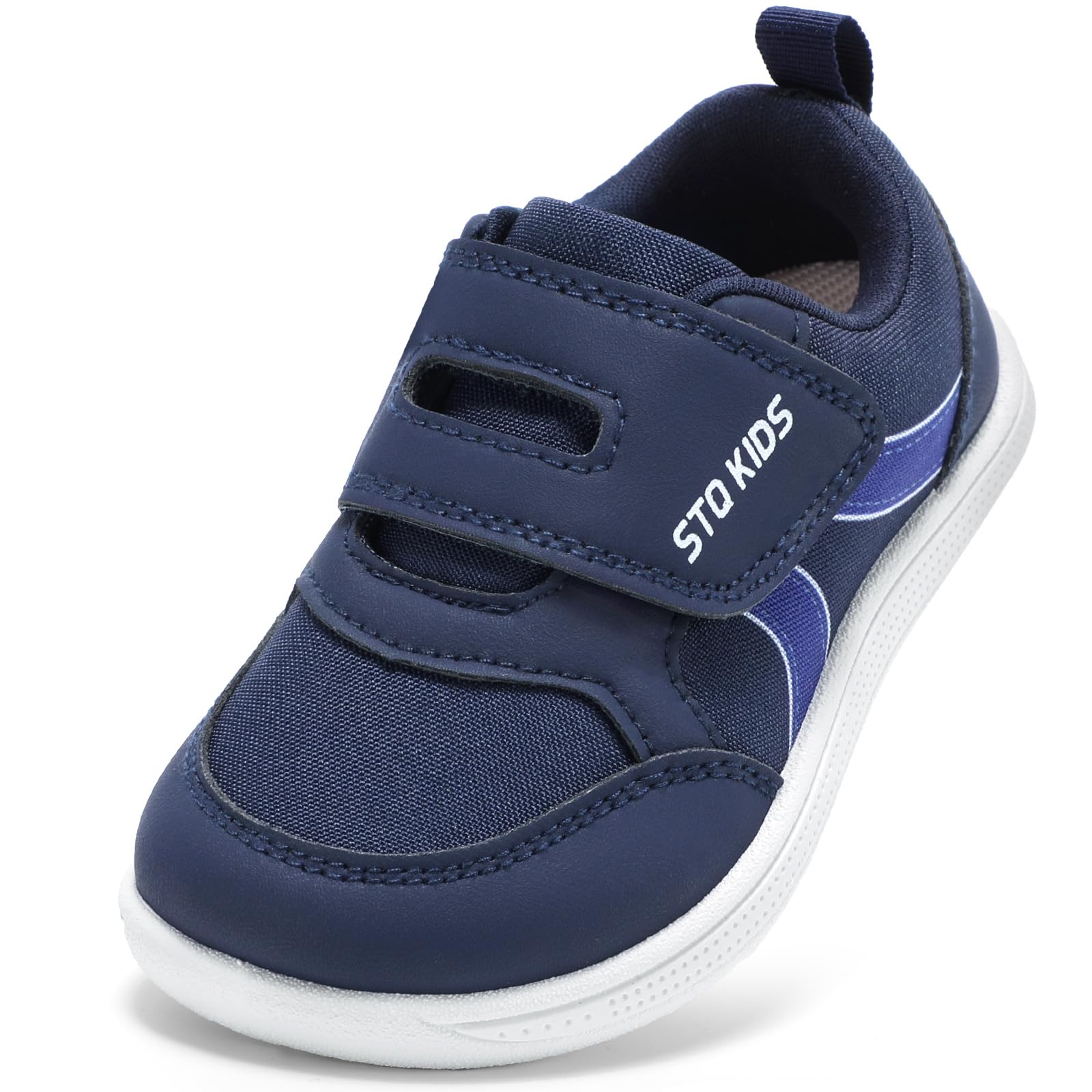 Photo 1 of Toddler Wide Toe Box Shoes Boys Barefoot Shoe Boy Sneakers Kids Tennis Shoes Preschool Non Slip Lightweight Comfortable First Walking Running Outdoor Activities Navy White Toddler Size 8