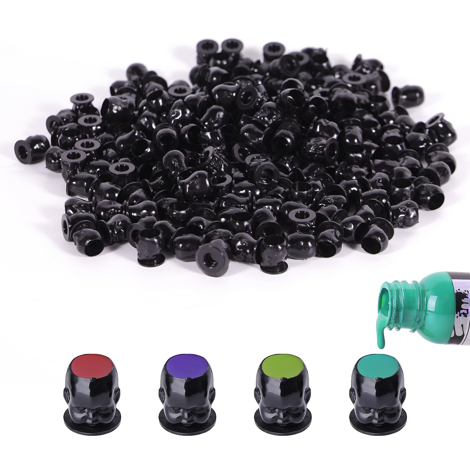 YLRONGTIAN Disposable Tattoo Ink Caps Doll Tattoo Ink Cups with Stable Base and 200 Pieces Per Pack Permanent Makeup Pigment Holder Container Cap Tattoo Accessories (Black) — image 1