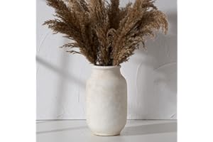SIDUCAL Rustic Farmhouse Flower Vase | 9.5 Inch Large Ceramic Vase | Pampas Grass Vase | Modern Farmhouse Decor Vase for Home Decor, Table, Living Room Decoration, Shelf Decor, Mantel, White