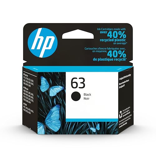 Original HP 63 Black Ink Cartridge | Works with HP DeskJet 1112, 2130, 3630, HP Envy 4510, 4520, HP OfficeJet 3830, 4650, 5200 Series | Eligible for Instant Ink | F6U62AN