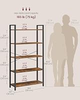 VASAGLE 5-Tier Bookshelf 30 x 80 x 153 cm Industrial Rustic Brown Black view 6