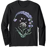 Floral Women TShirt Vintage Boho Wildflower Botanical Flower Long Sleeve T-Shirt