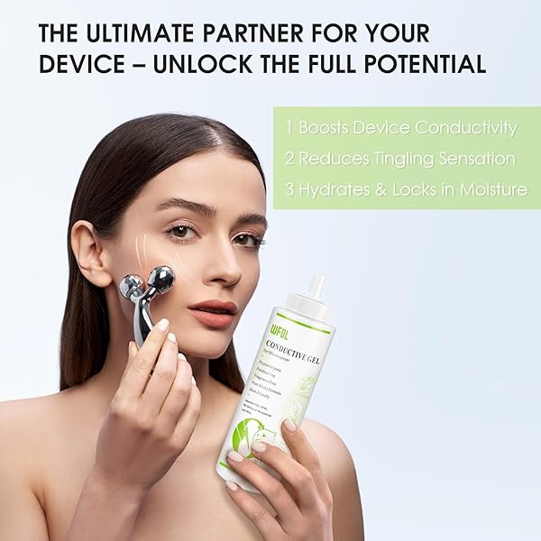 WFDL CONDUCTIVE GEL, SAFE AND NON-STICKY MICROCURRENT GEL FOR FACE, PERFECT FOR EMS, RF, AND TENS, 8.5 OZ