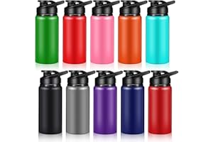Mimorou 10 Pack Reusable Aluminum Water Bottles Bulk Operation Christmas Multicolor Outdoor Sports Water Bottles for Travel Gym Cycling Camping, Snap Lid