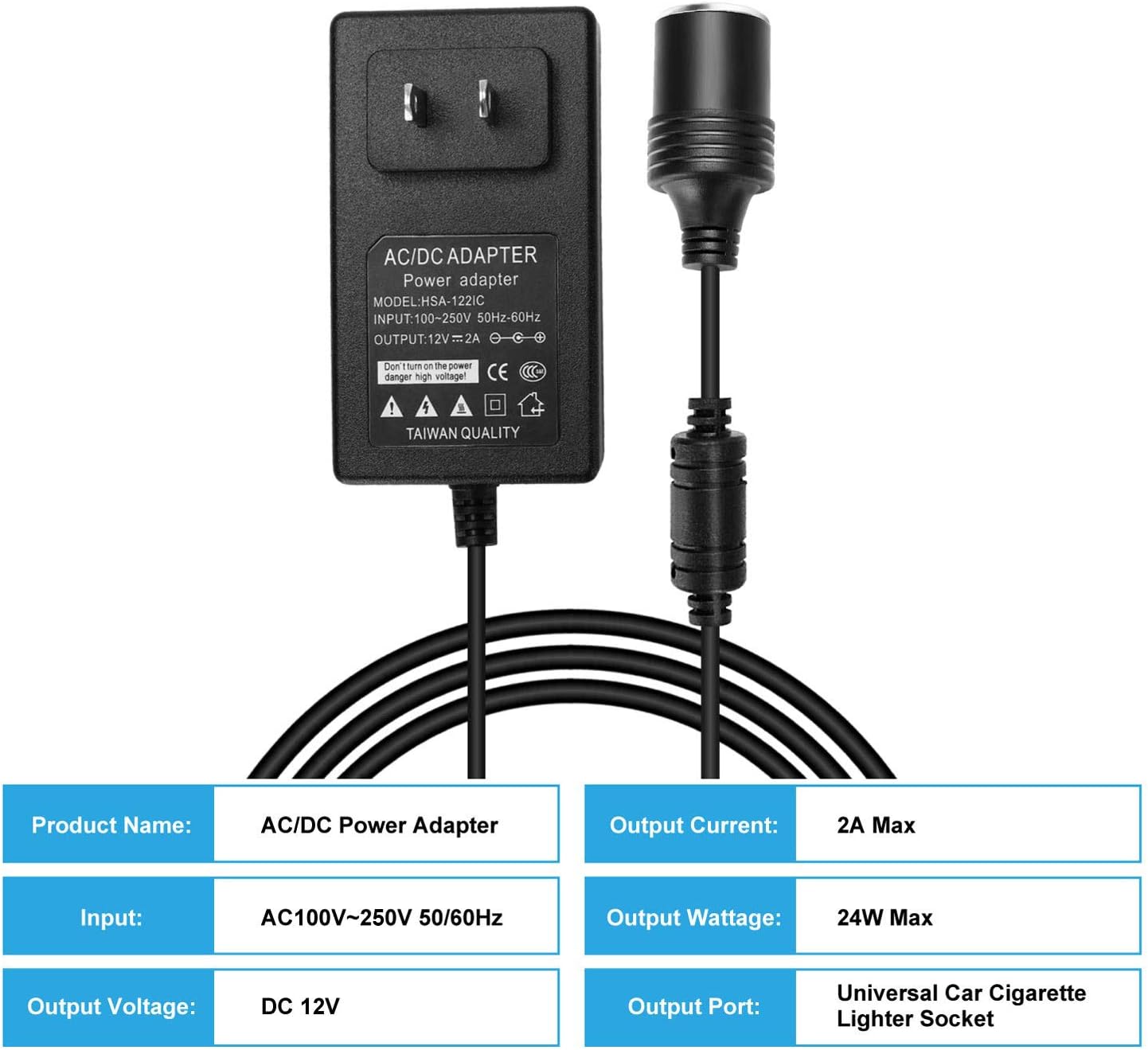 ABLY Car Cigarette Lighter Socket 24W 2A AC to DC Converter 100-250V to 12V AC/DC Power Adapter for Car Charger MP3 Player Car Telephone Automotive Razor etc.: Car Electronics