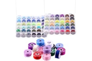 Swpeet 72Pcs 72 Colors Polyester Prewound Bobbins Sewing Set with Bobbin Box, Sewing Thread Bobbins, Pre-Wound Bobbins Compat