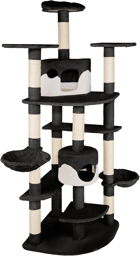 Tectake Arbre A Chat Griffoir Grattoir Geant 2 Grottes Xxl 4cm Diverses Couleurs Au Choix Noir Blanc No Amazon Fr Animalerie