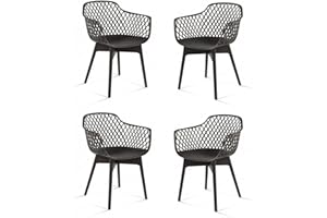 COWVIE Modern Dining Chairs Set of 4, Weather-Resistant Plastic Cafe Chairs with Ergonomic Back and Non-Slip Pad, Suitable fo