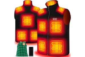 YEYEEYYEE Heated Vest for Men with Battery Pack Included, Exclusive 10 Heating Zones Heated Vest, Polar Fleece Lightweight Rechargeable Heated Vest with Free 20000mAh Power Bank & Gift Bag Size L