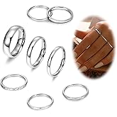 REVOLIA 8Pcs 14K Gold Filled Stainless Steel Knuckle Rings Set for Women Plain Band Stacking Rings Simple Smooth Thumb Midi Rings Comfort Fit 1-5mm Size 5-10