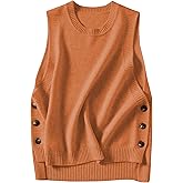 Wanzetaly Women's Sleeveless Sweater Vest Loose Round Neck Ribbed Knit 2025 Spring Trendy top