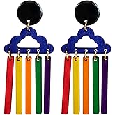 T-ztoss Bohemian Rainbow Natural Wooden Dangle Drop Earrings for Women Lightweight Vintage Colorful Geometry African Earring Ethnic Style Jewelry