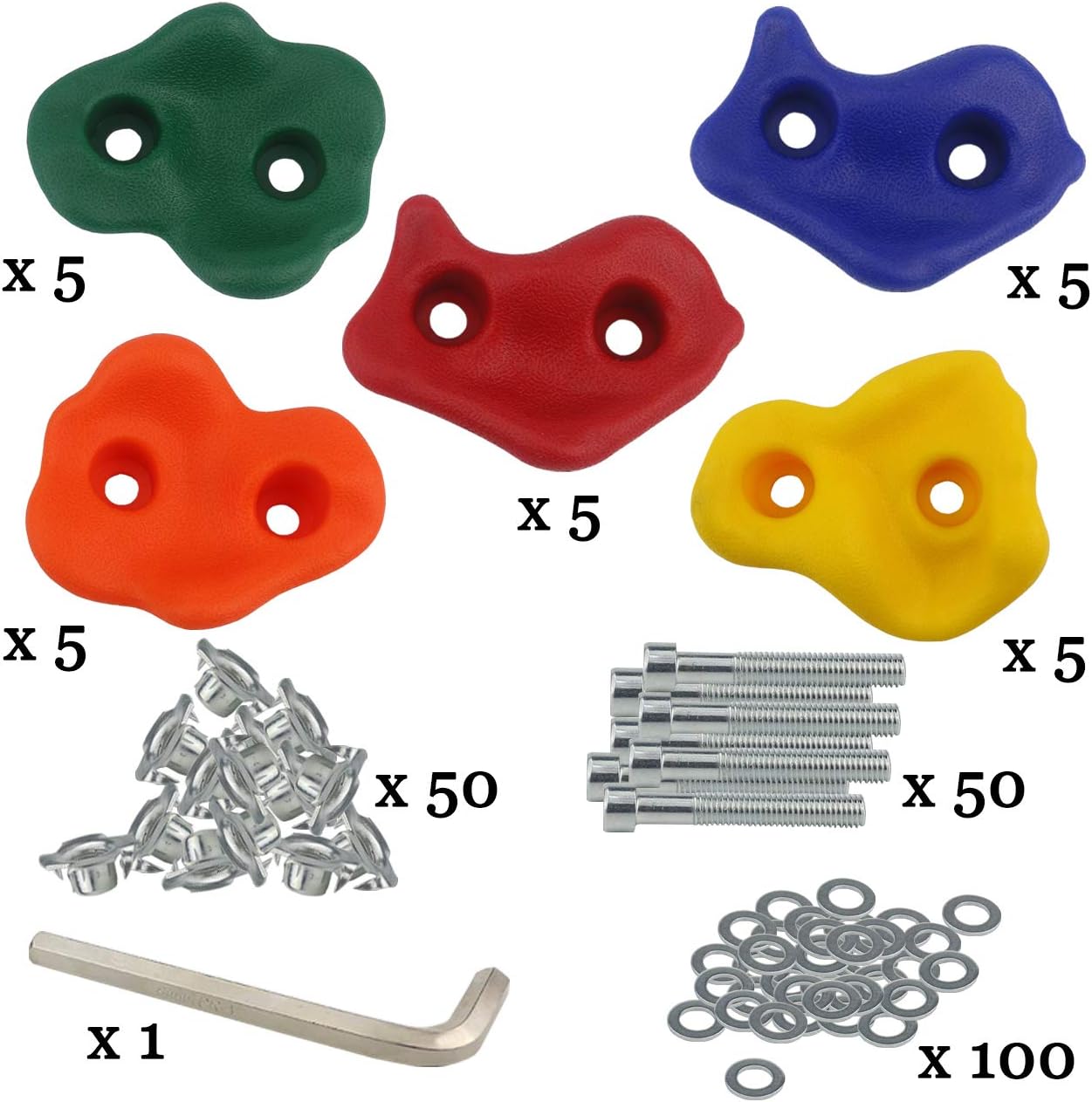 Ogrmar 25 PCS Rock Climbing Holds Set with Mounting Screws and Hardware for DIY Kids Indoor and Outdoor Play Set Use White: Home Improvement