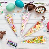 Frendour 100 Pcs Sweet Cone Bags 30x16cm with 100 Colorful Ties view 6