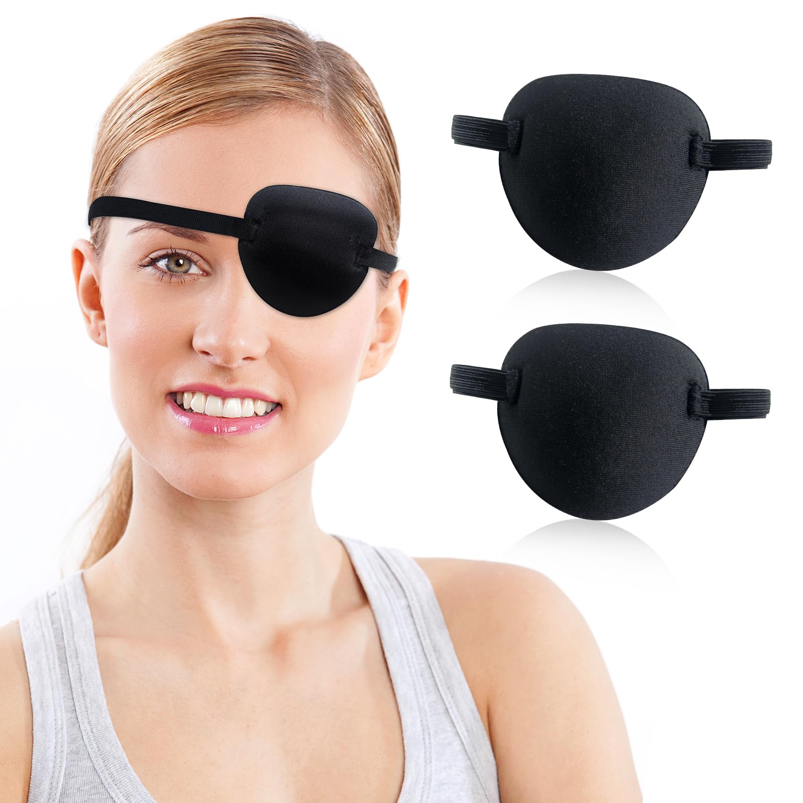 Photo 1 of RIKEYO Eye Patch,2pcs Eye Patches for Adults,Medical Eyepatch for Left Right Eye After Surgery,Adjustable Eye Patch for Amblyopia Strabismus Black