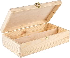 Creative DECO Caja Madera Vino para Decorar | Tapa y Bisagra