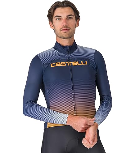 Amazon.com: CASTELLI Entrata Thermal Jersey Belgian Blue/Silver