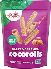 Sun Tropics CocoRolls Salted Caramel Flavor 4 oz | Crisp Rolled Wafer Cookies, Coconut Rolls Made With Pure Coconut Cream | G