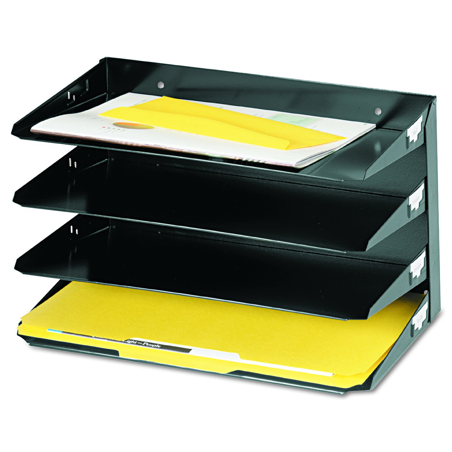 Steelmaster Horizontal Desktop File Organizer - 9.3" H x 15" W x 8" D - Black, 1 Each (2644HLBK)