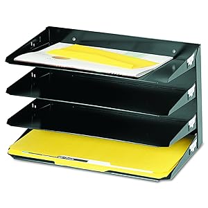 Steelmaster Horizontal Desktop File Organizer - 9.3" H x 15" W x 8" D - Black, 1 Each (2644HLBK)