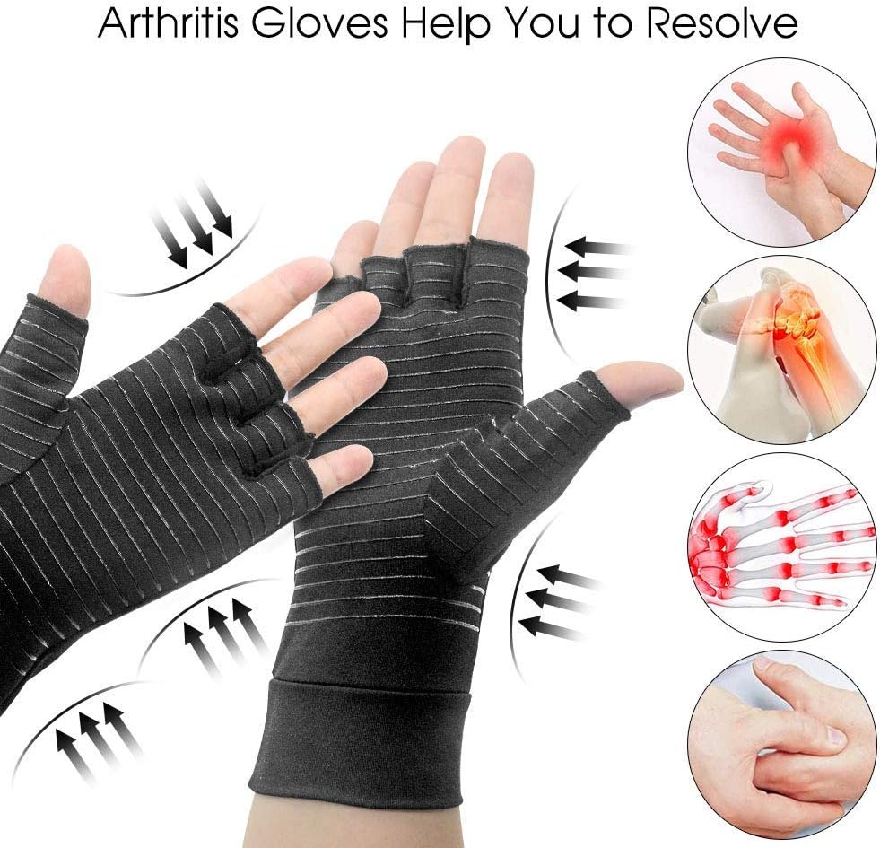 Arthritis Gloves for Women and Men Fingerless Hand Gloves for Osteoarthritis Tendonitis Pain Relief Compression Gloves for Carpal Tunnel Typing and Daily Support for Hands (Medium): Health & Personal Care