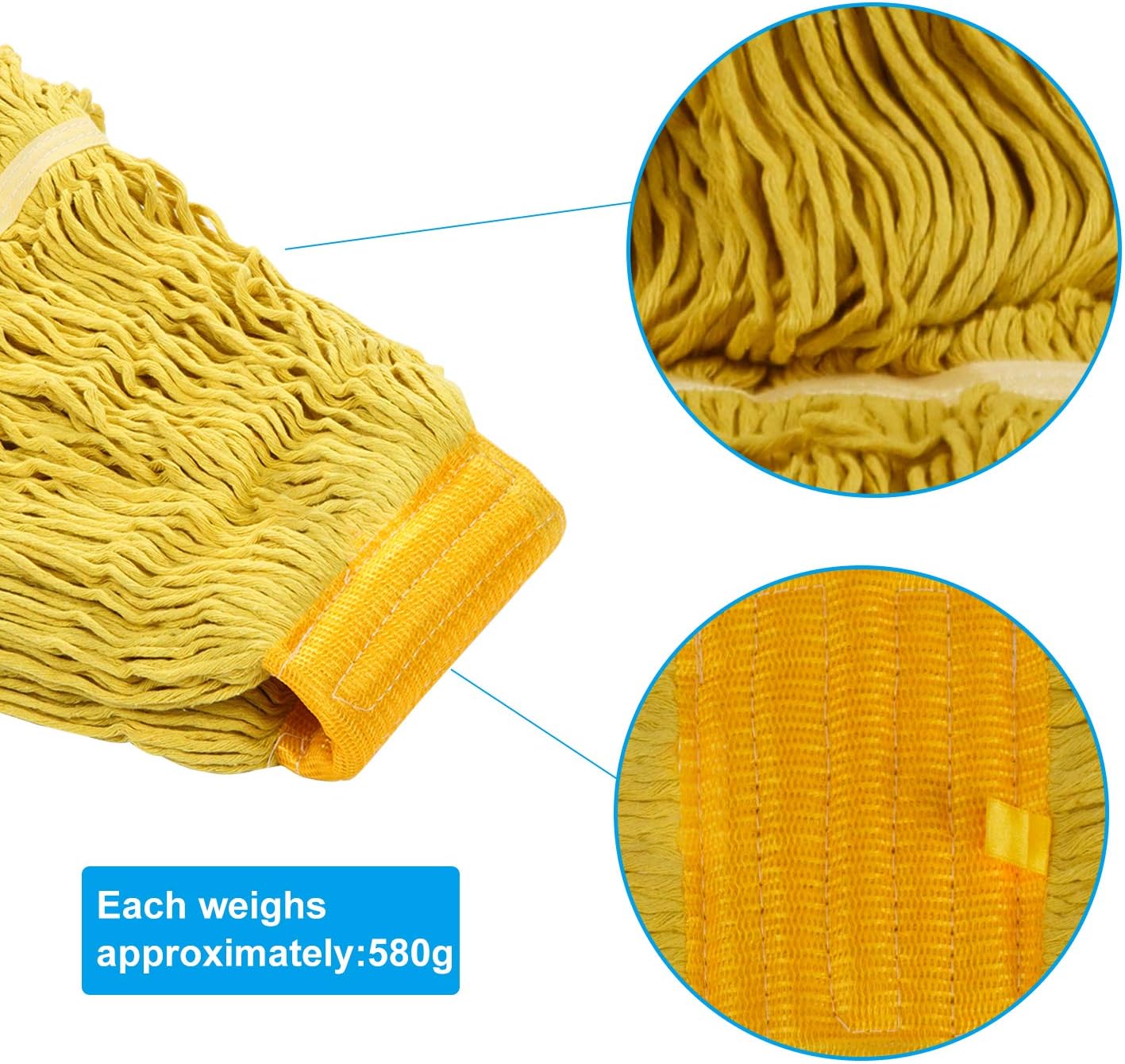 KLHB-YF Loop-End Commercial Mop Head, Heavy Duty Mop Replacement Head,6 Inch Universal Headband, Mop Head Replacement for Home, Industrial and Commercial Use（Yellow 2 Pack）: Health & Personal Care