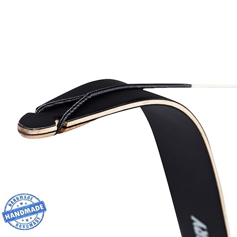 est-bogensport Dacron Pro-Bogensehne für Recurve Bogen, weiss mit schwarzem Mittelwicklung, vorgestreckt