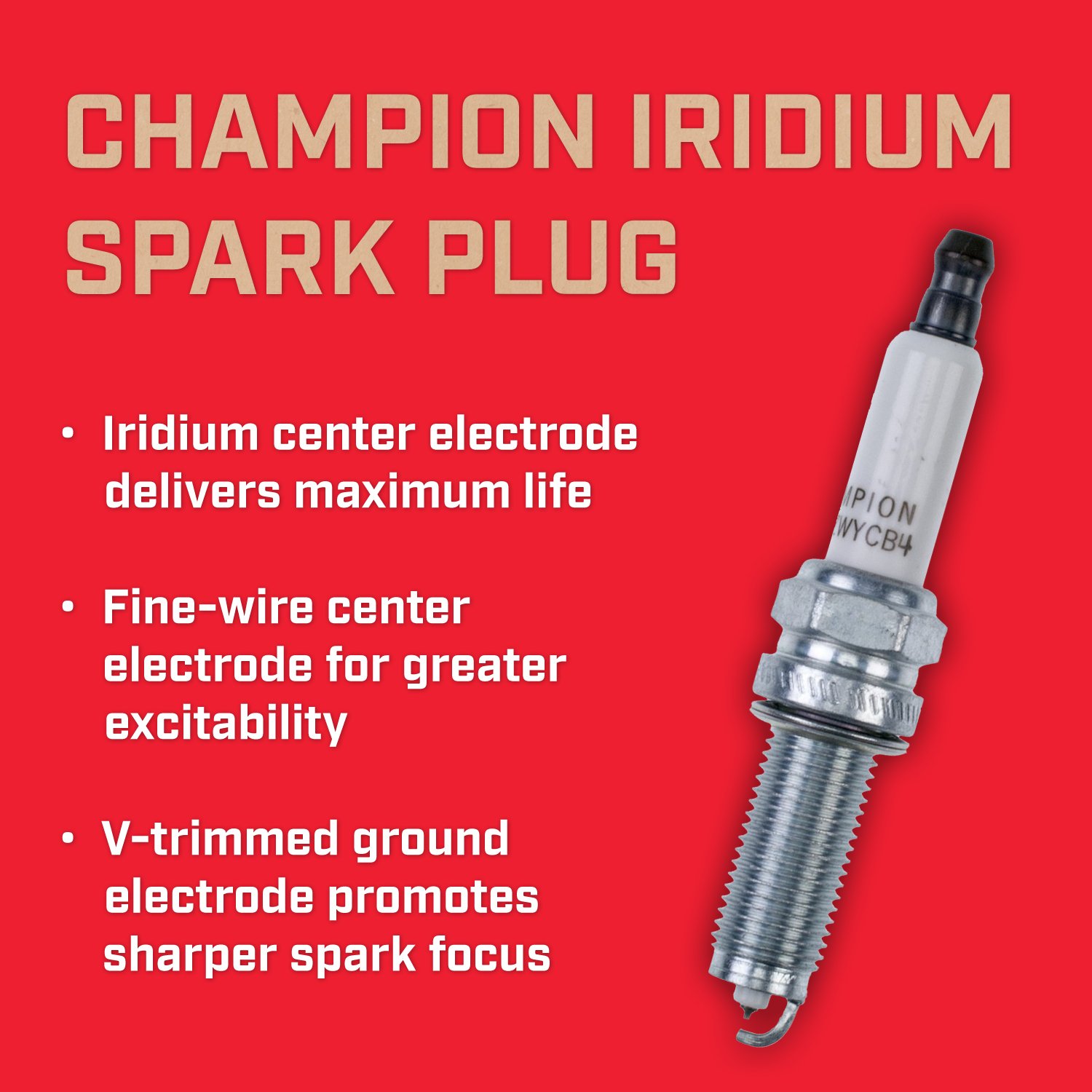 Amazon.com: Champion RER8ZWYCB4 (9407) Iridium Replacement Spark Plug,  (Pack of 1): Automotive