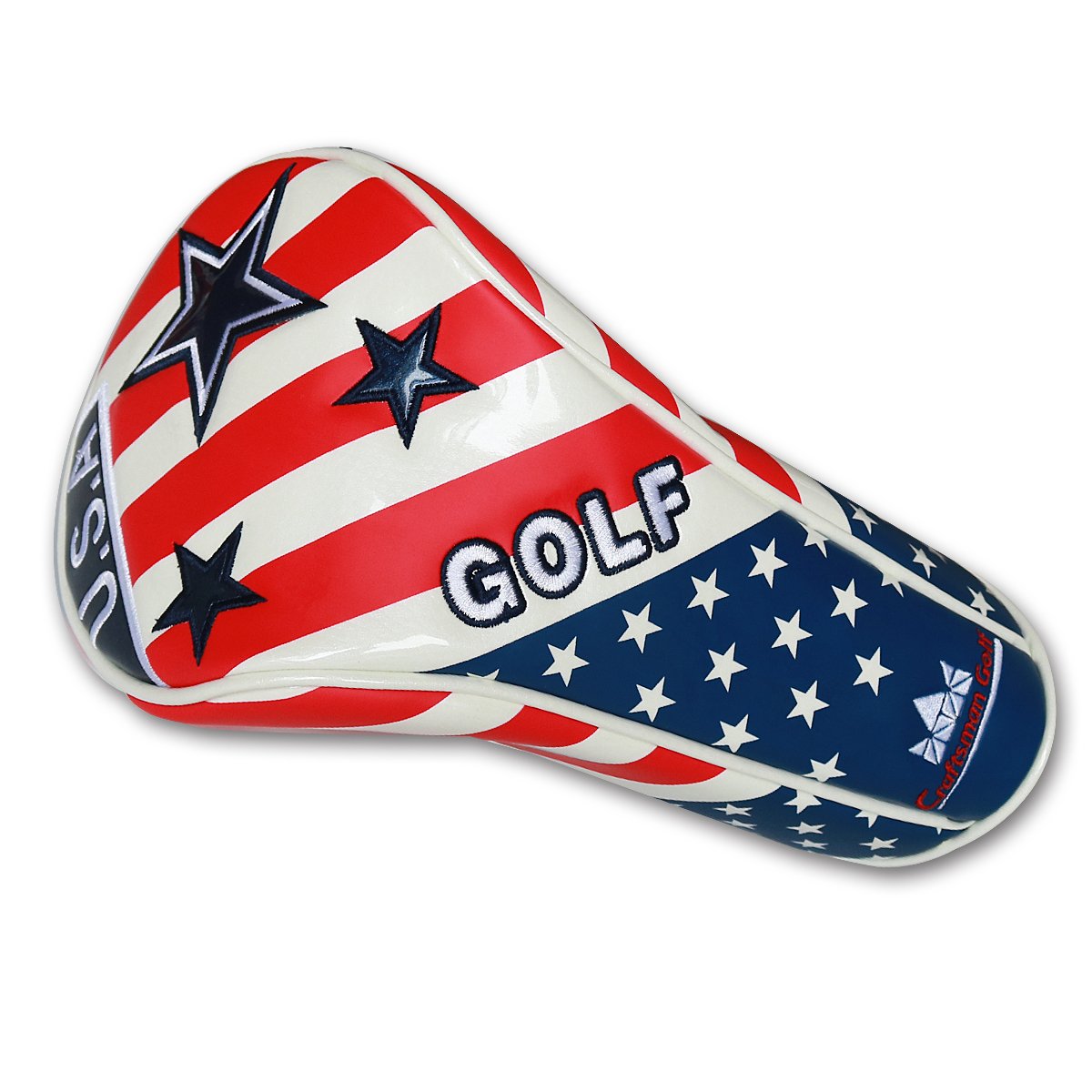 Craftsman Golf USA FLAG STAR White Blue Red Driver Large Headcover Head Cover For Callaway Big Bertha Taylormade Titleist