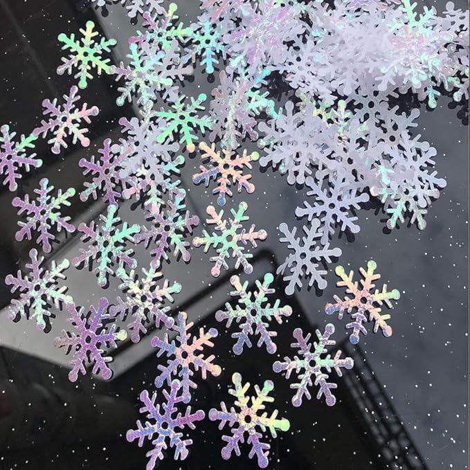 CCINEE 800pcs Glitter Snowflake Confetti White Decorative