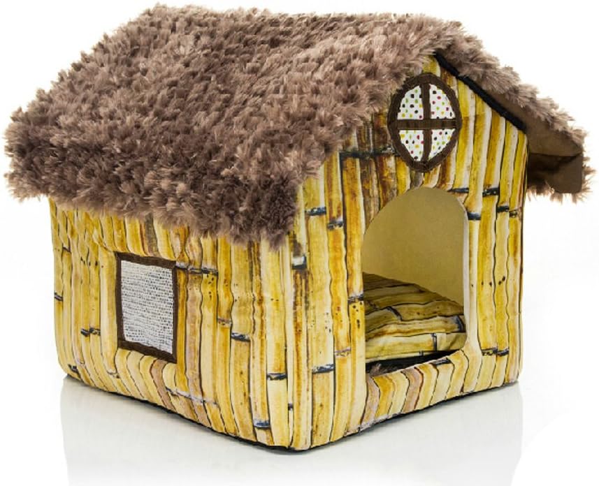 Pet Small Dog Cat Bamboo Printing Mongolian Yurt House Nest