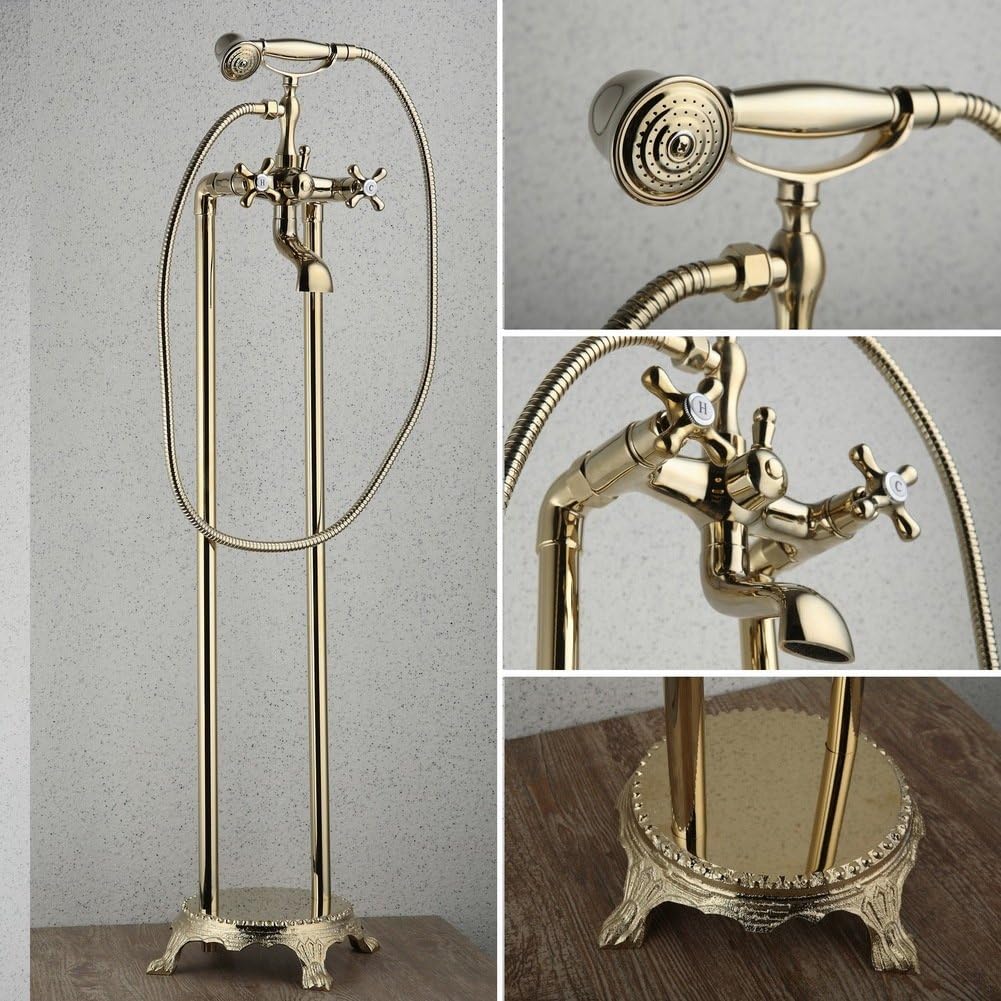 European-Style Chaise Longue-Floor Faucet/Vertical Bath Bucket Shower Mixer/Bathroom Bathtub Faucet Set