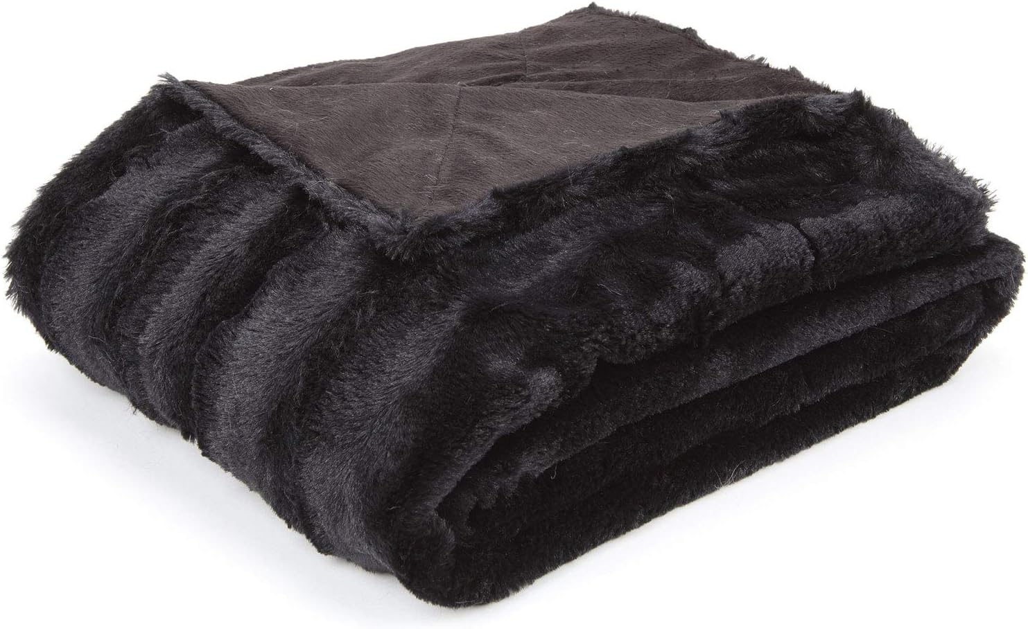 Cheer CollectionFaux Fur Blanket - Luxurious Fluffy Blankets for Couch & Bed - Machine Washable - 86" x 86" inches - Black
