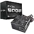 EVGA 500 W1, 80+ WHITE 500W, 3 Year Warranty, Power Supply 100-W1-0500-KR, Black