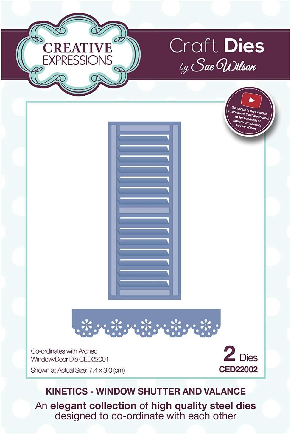 Sue Wilson Kinetics Collection Window Shutter and Valance Die, Metal, Silver, 19 x 13 x 0.8 cm
