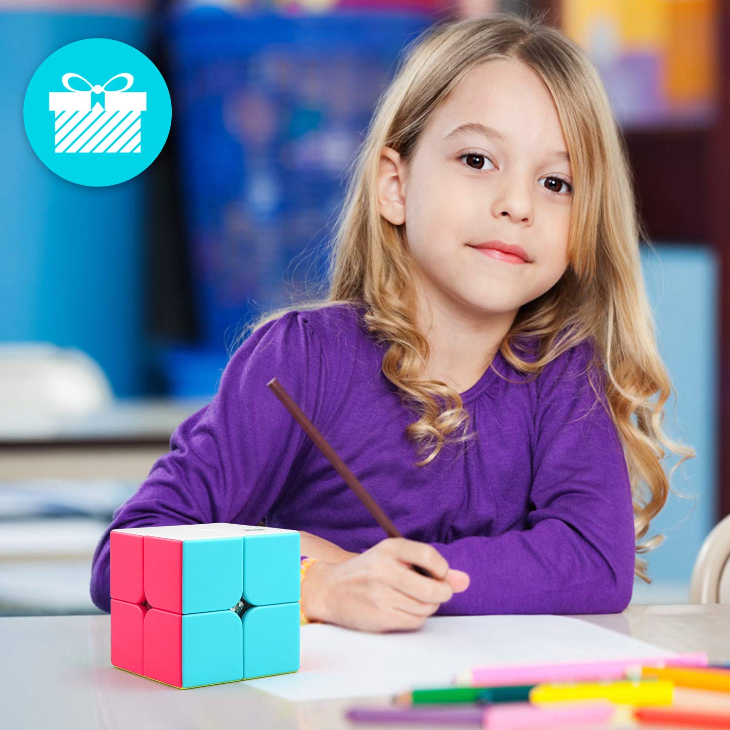 SENWOW Qiyi Qidi S 2x2 Speed Cube Stickerless Puzzle Cube for Kids