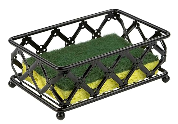 Home Basics Black Lattice Sponge Holder for Kitchen Sink Storage