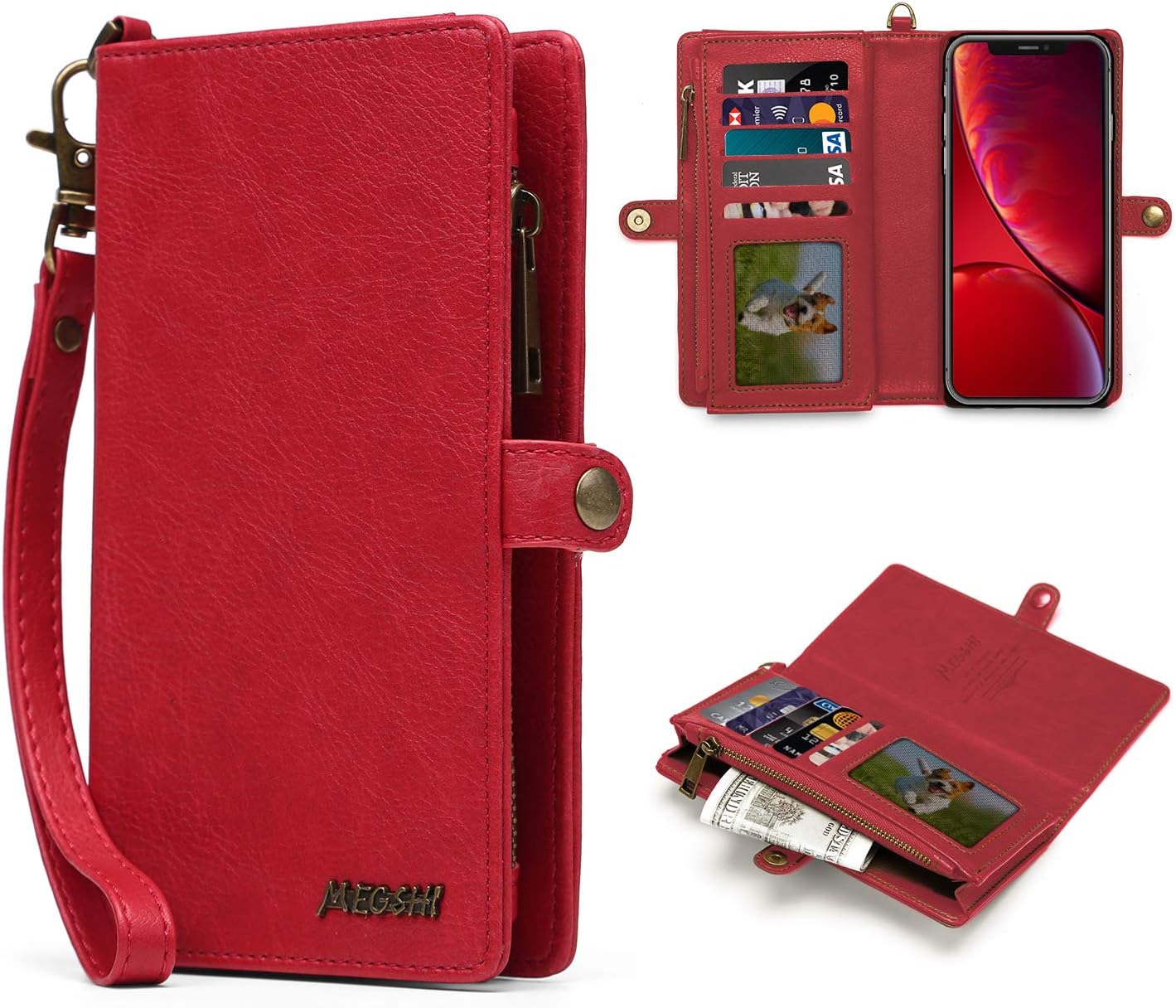 MEGSHI Multifunctional Wallet for iPhone XR, Zipper Amazon.co.uk