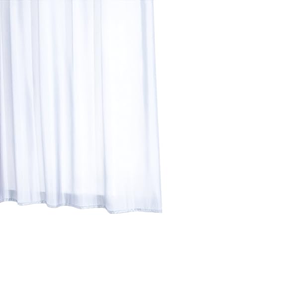 RIDDER 45401-350 Duschvorhang Textil ca. 240 x 180 cm, Madison weiß inklusive Ringe