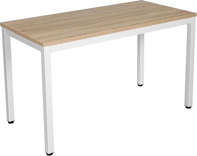 Vasagle Schreibtisch Grosser Computertisch Stabiles Metallgestell Multifunktional Furs Home Office Wohnzimmer Arbeitszimmer Robust Modern Holzfarben Weiss Lwd64n Amazon De Kuche Haushalt