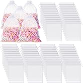 Kacctyen 200 Pcs Large Organza Bags White, 12 x 16 Inch Mesh Gift Drawstring Pouches Mesh Gift Bags Jewelry Pouch Party Wedding Favor Candy Bottle Sample Display Bag