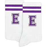 SSQBZU Striped Initial Socks with the Letter in Purple, Socks for Adult, Teens, Men&Women, Gifts for Friends, Family, etc.